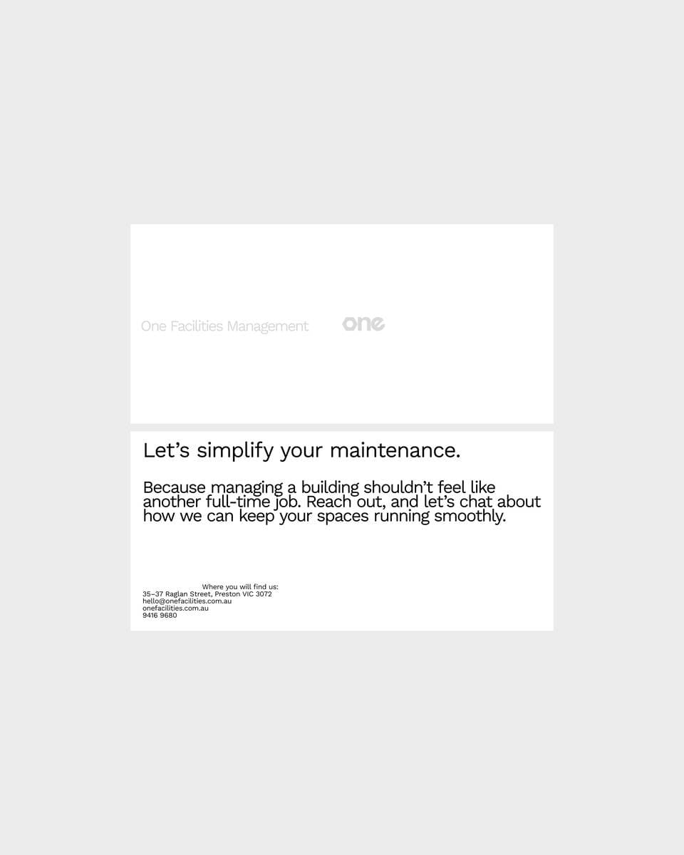 Business card design for the brand ONE.