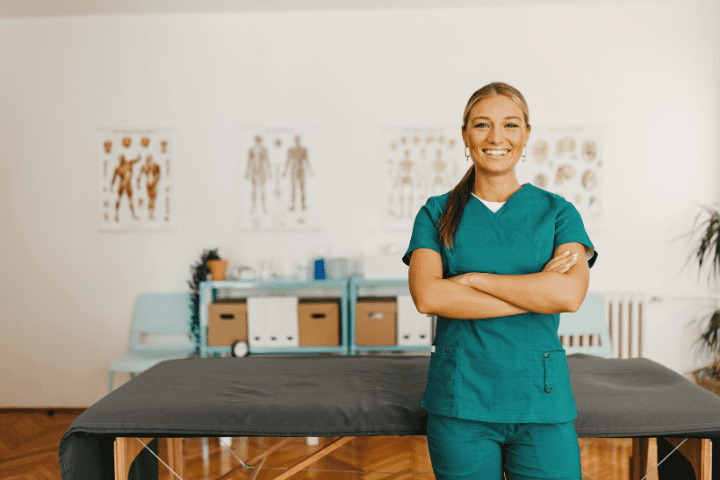 a person in a white coat