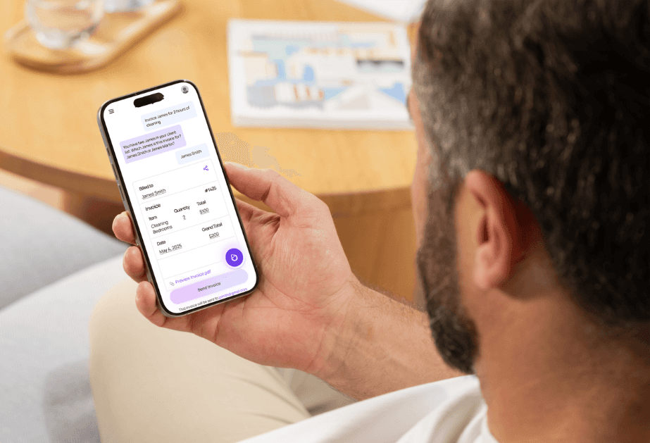 Small business owner uses free invoice generator tool Invoyce to create invoices for clients