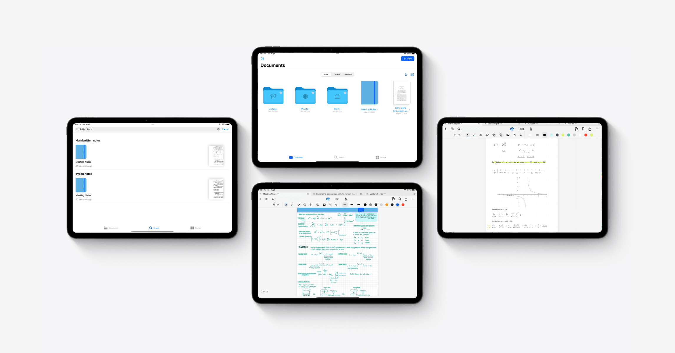 Four iPads running the Oneboard App