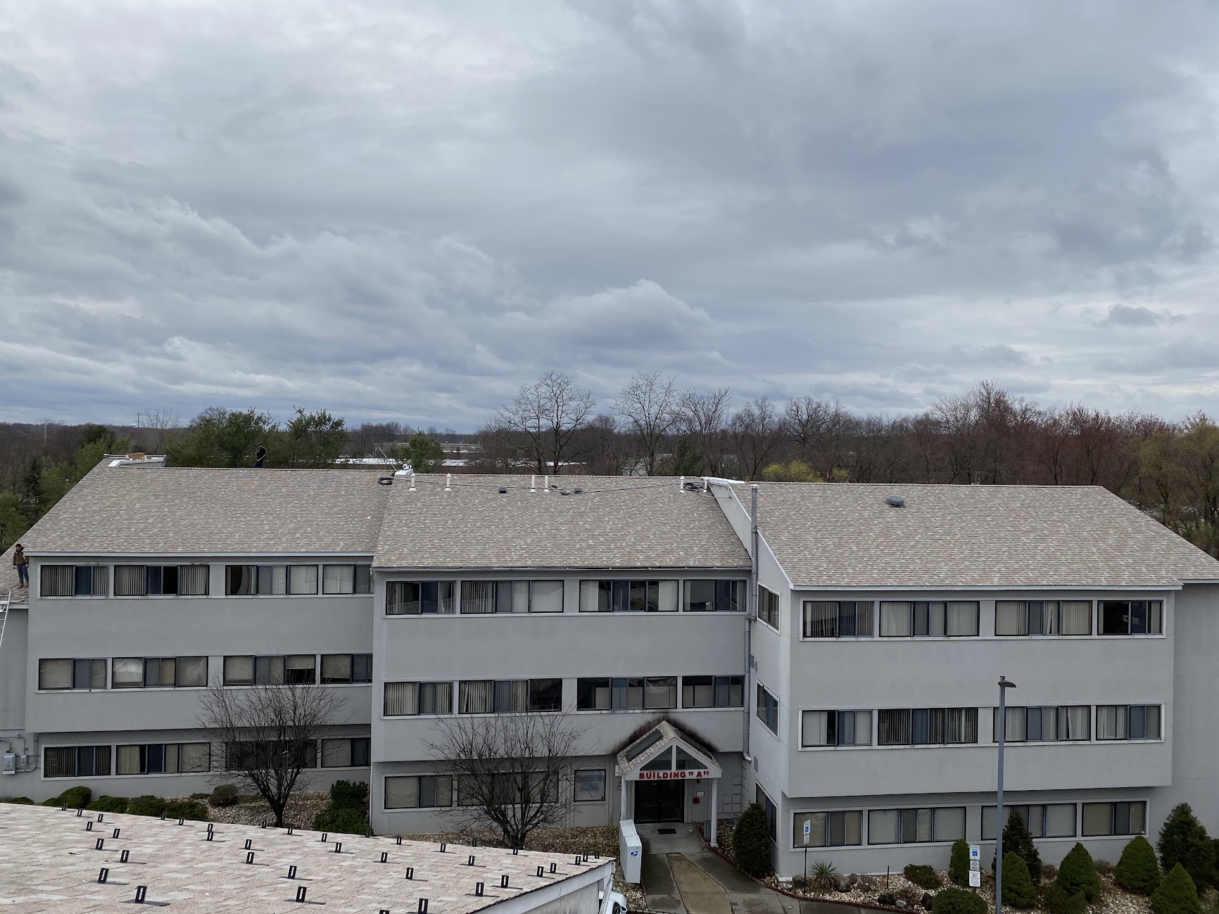 A commercial building after a roof installation service