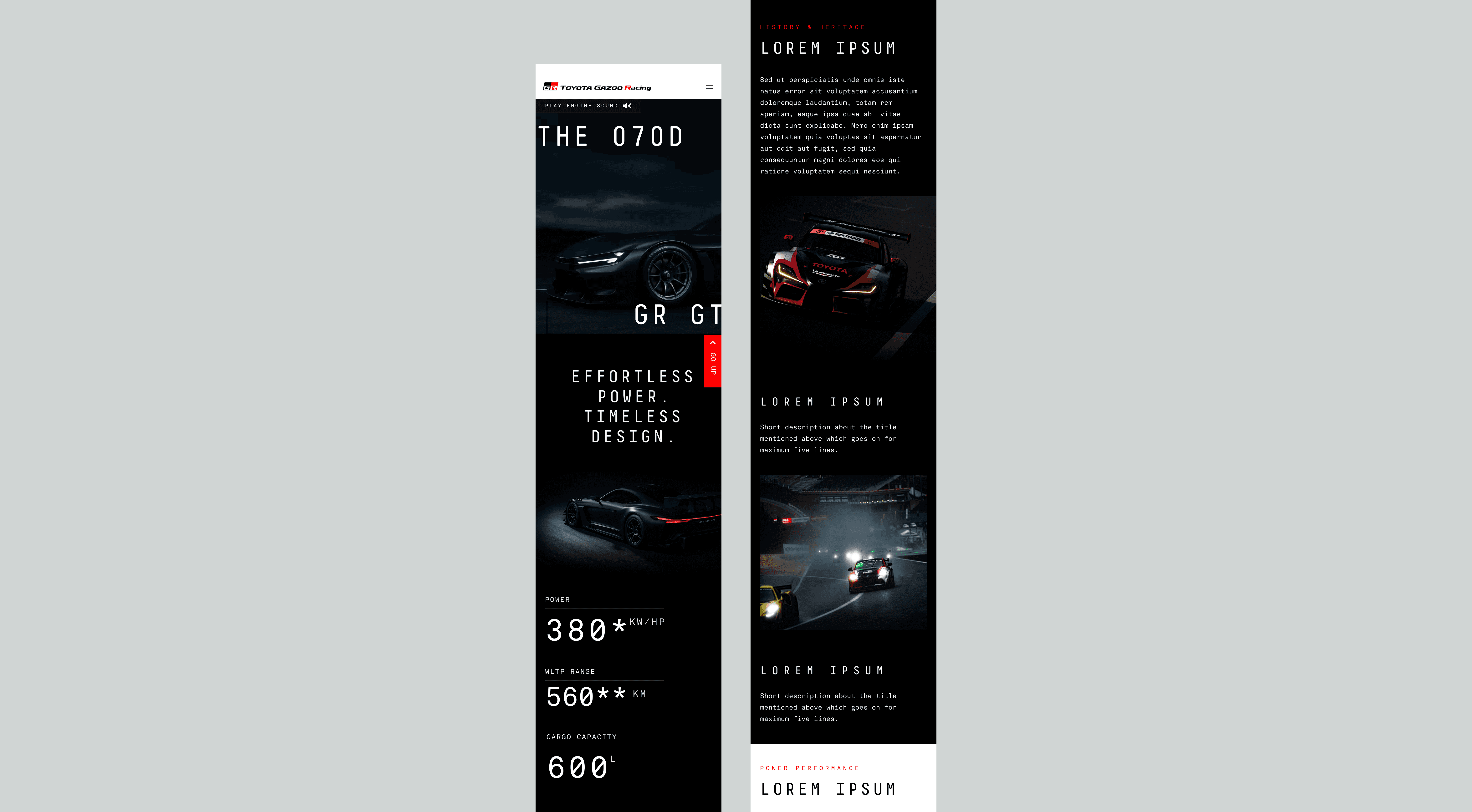 Mobile screens of the new toyota GR Supra Sport webpage