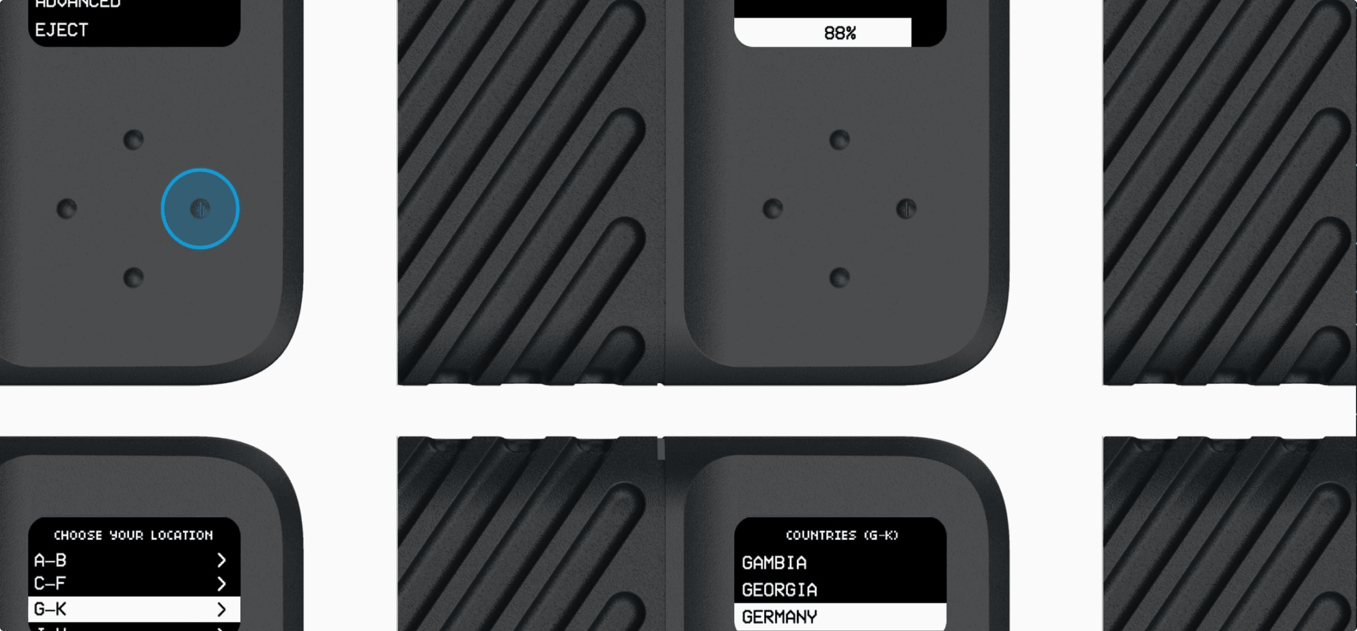 Collage of hardware interface designs.