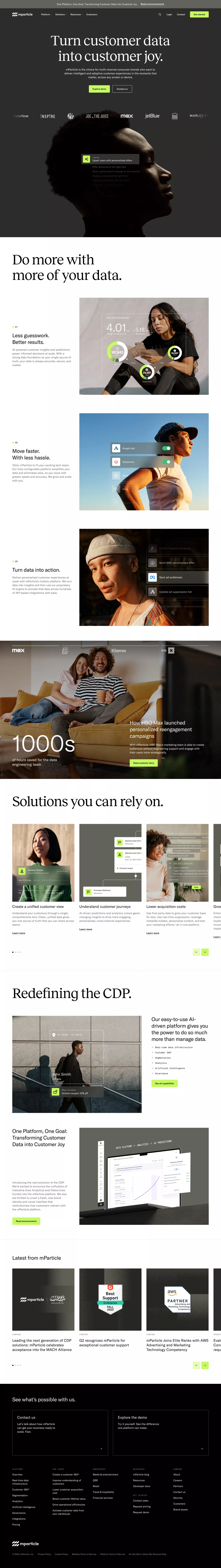 Customer Data Platform landing page screenshot showcasing Tech and Marketing design
