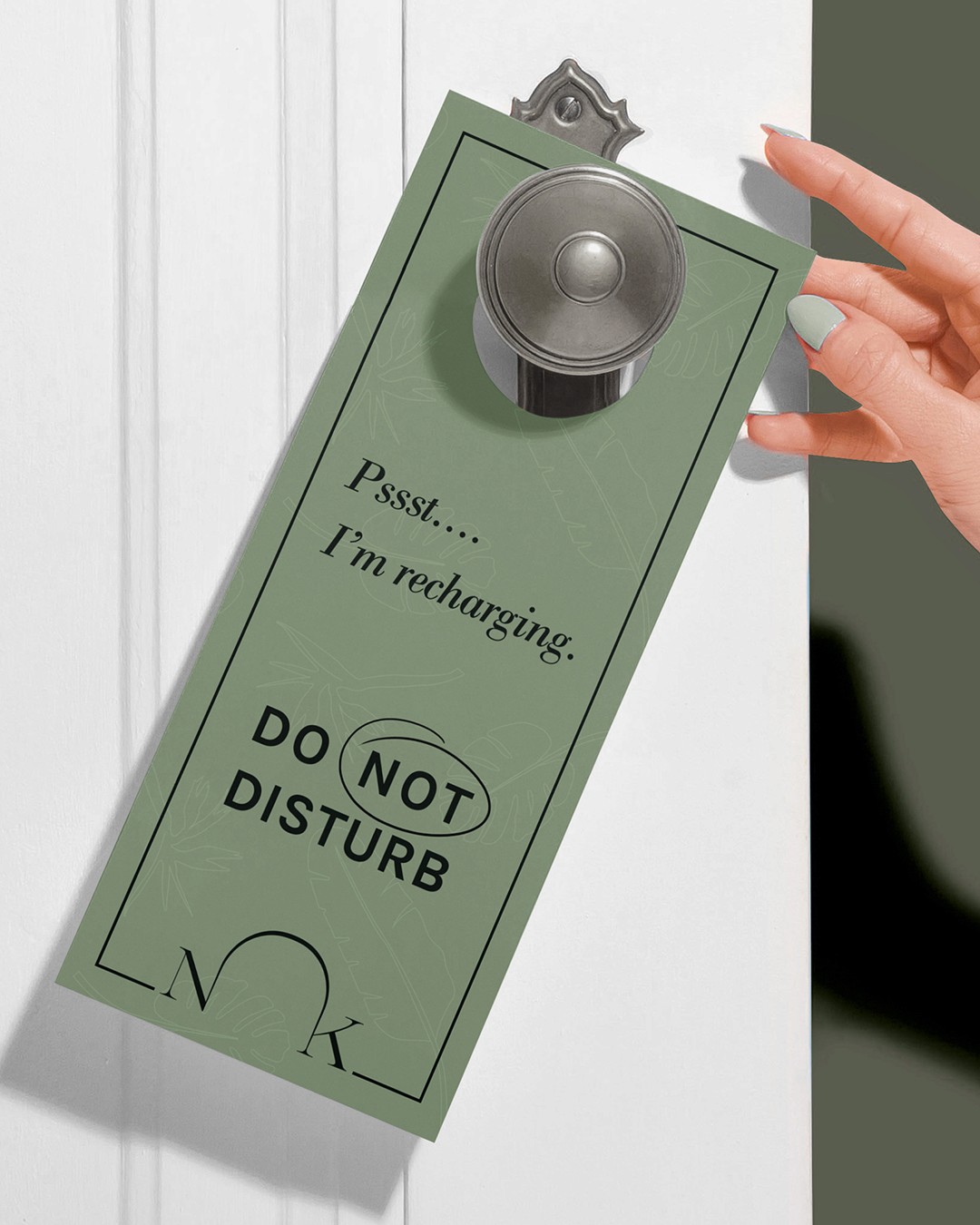 Nook hotel visual identity design logo mockup on door hanger