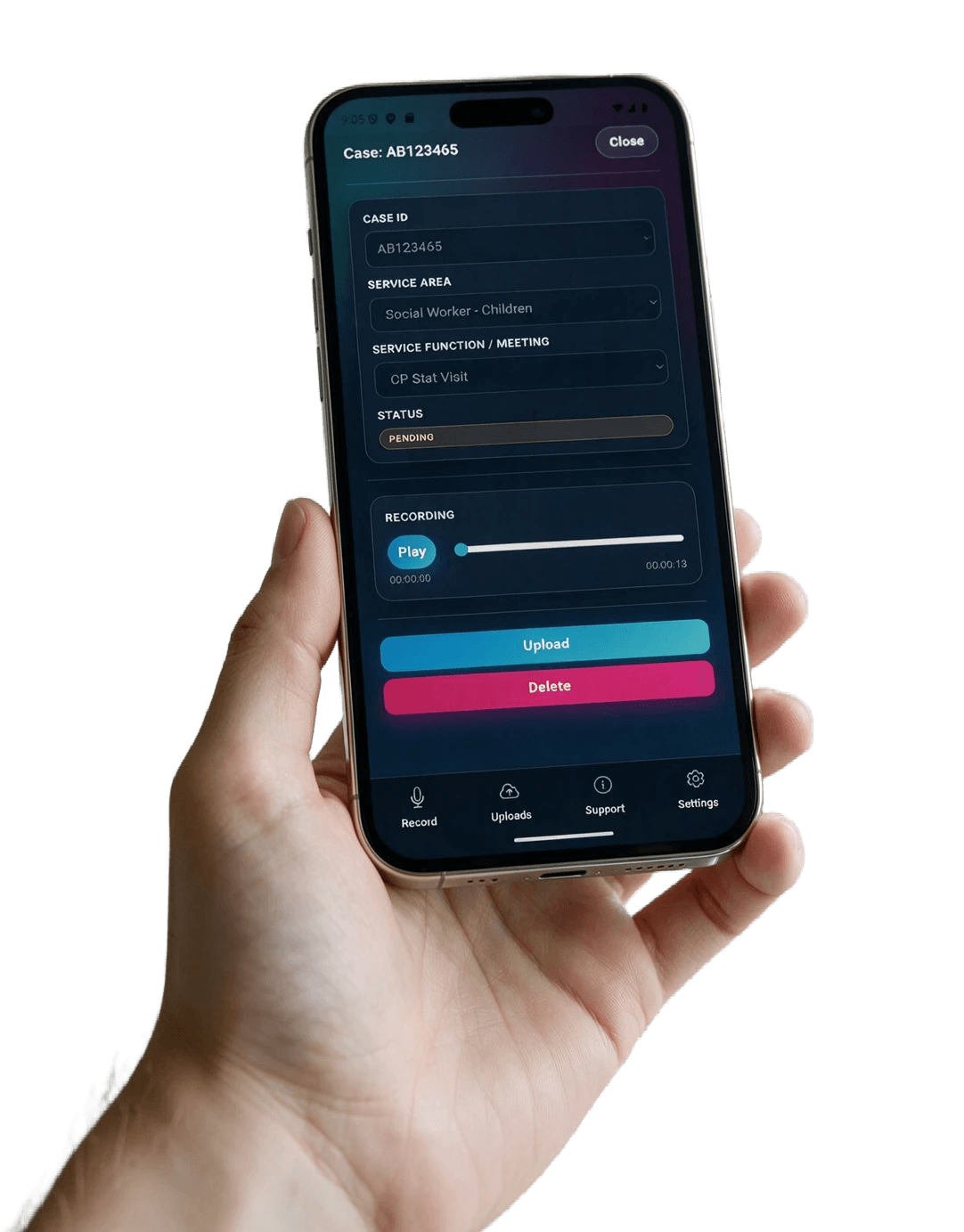 Servent Notes on a mobile device in hand