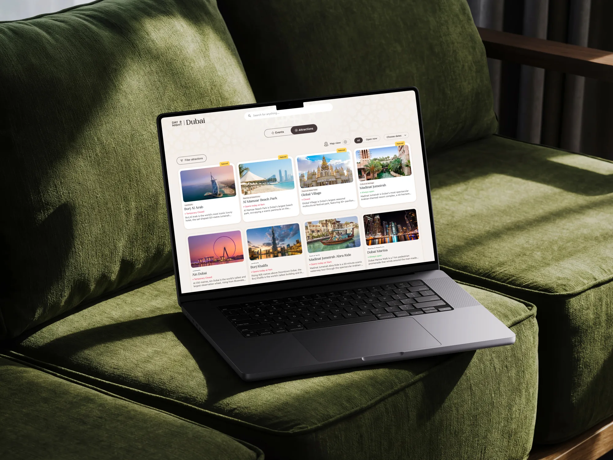 Day & Night Dubai — secondary project view showing the website design and interface.