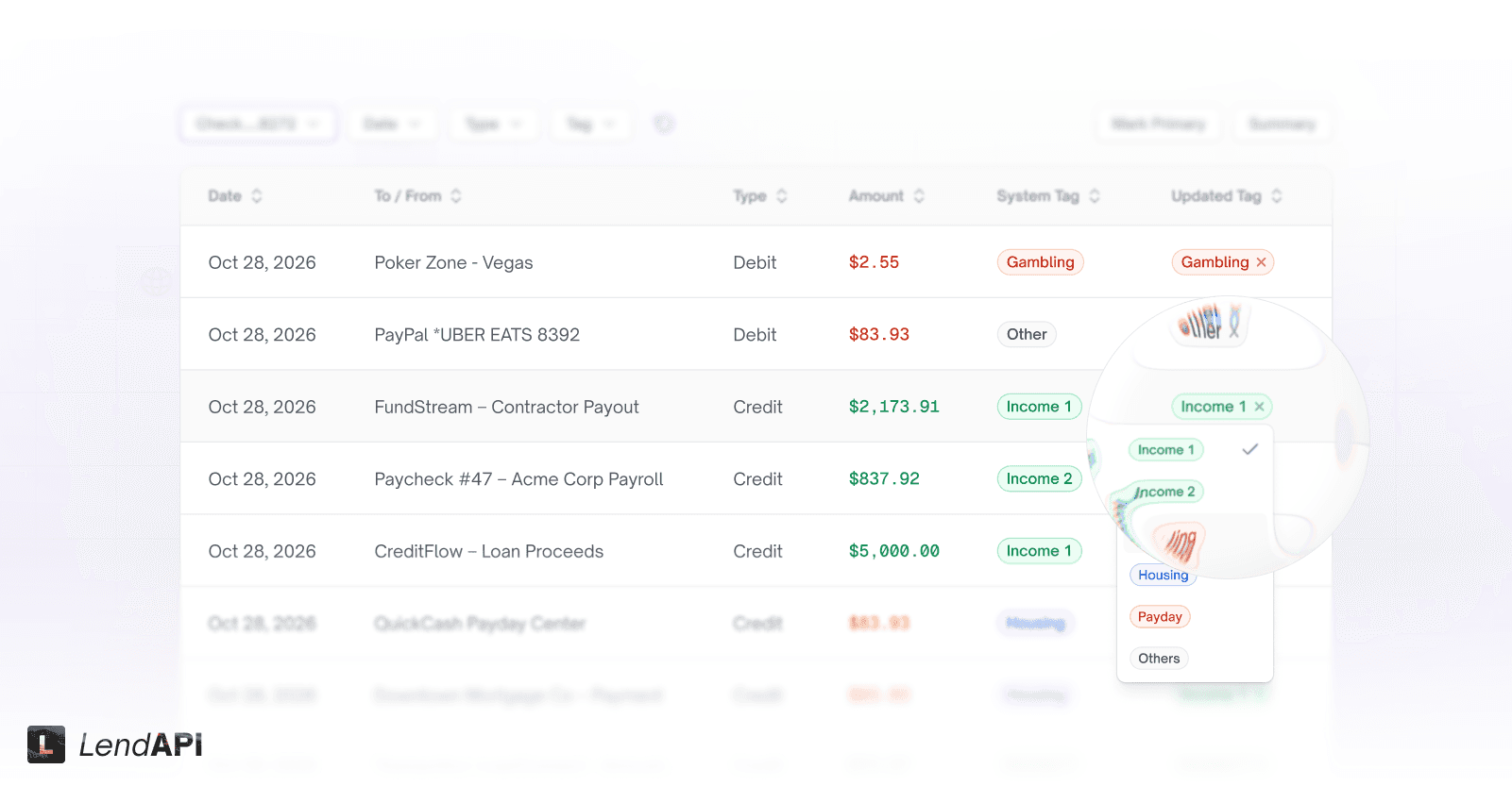 LendAPI Platform Update v3.1.5 - Open Banking Transaction Tagging