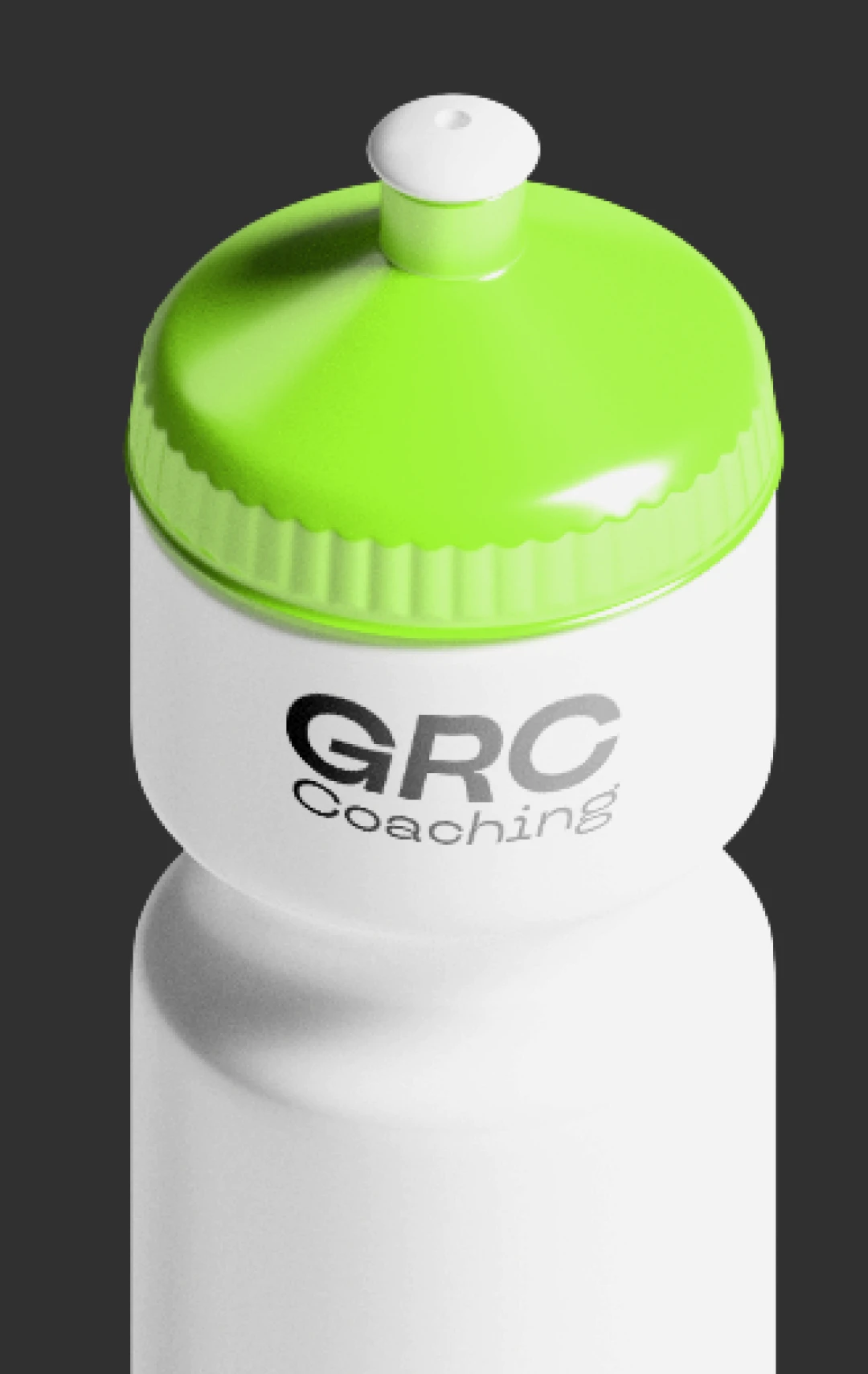 Mockup gourde de sport avec le logo GRC Coaching — déclinaison de l'identité visuelle sur support goodies, réalisée par Tartelette Concept