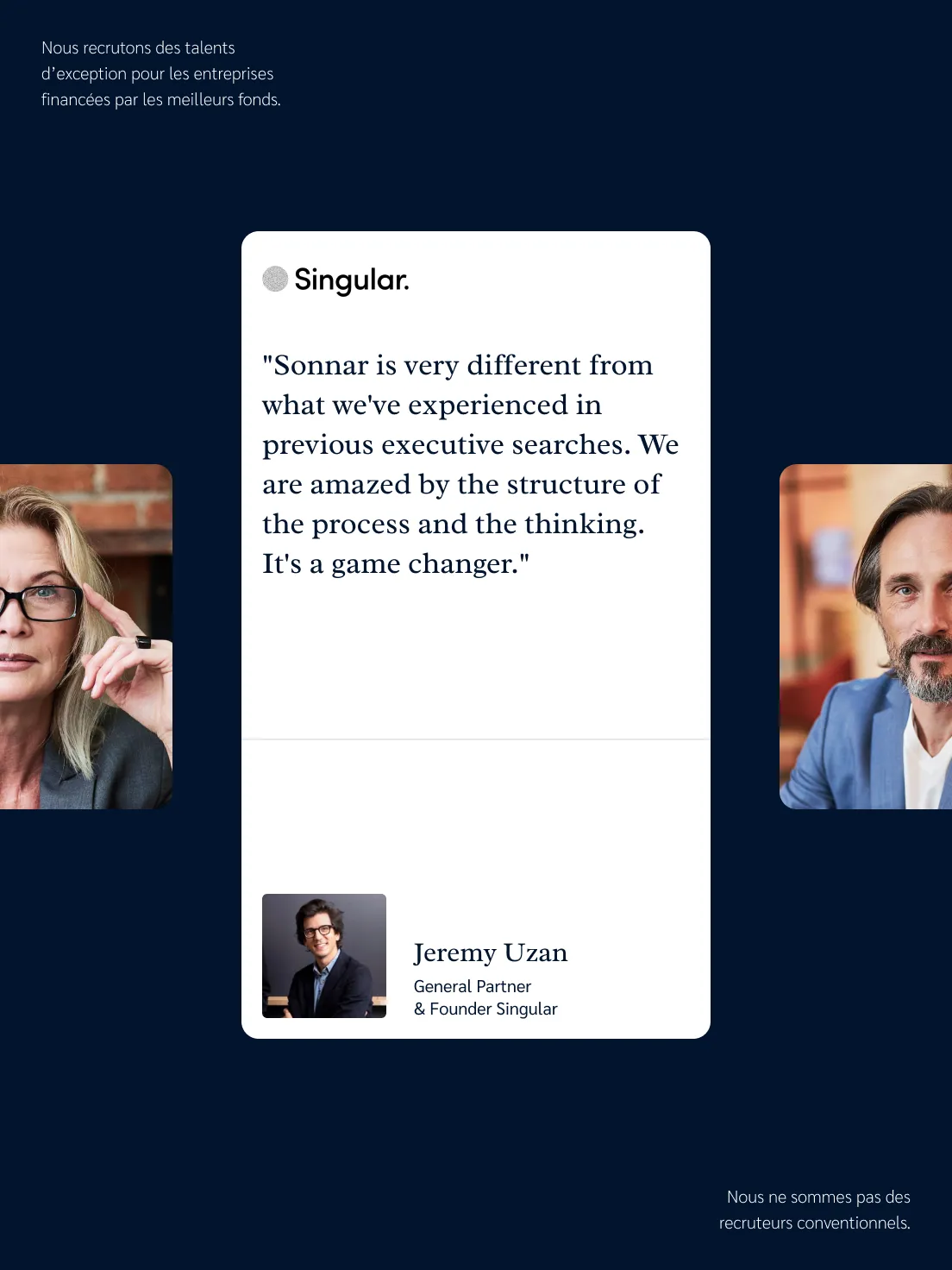 Témoignage client intégré à l’interface du site Sonnar