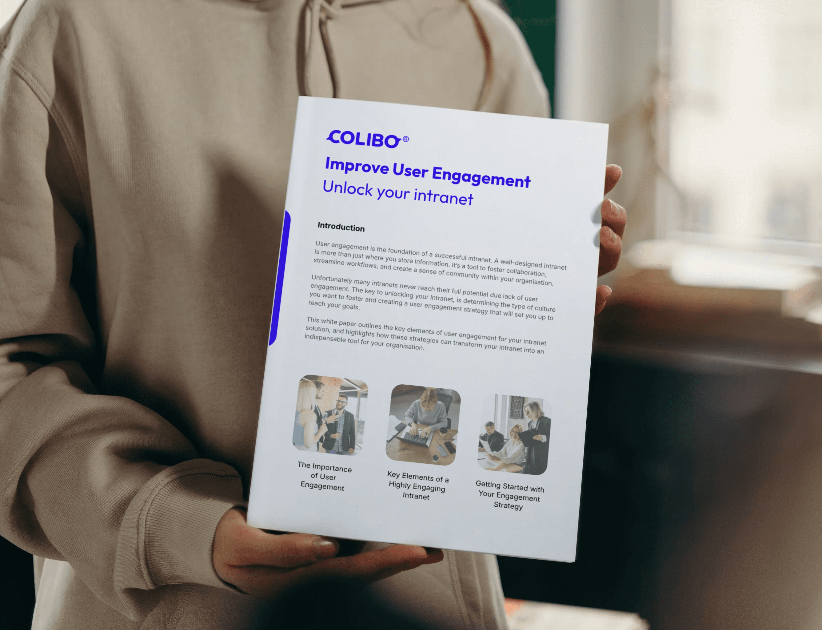 Skærmbillede af Colibo intranet på PC pg mobil