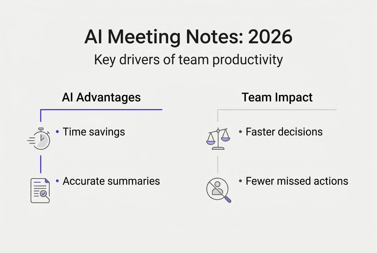 Infographic showing key boosts from AI meeting notes