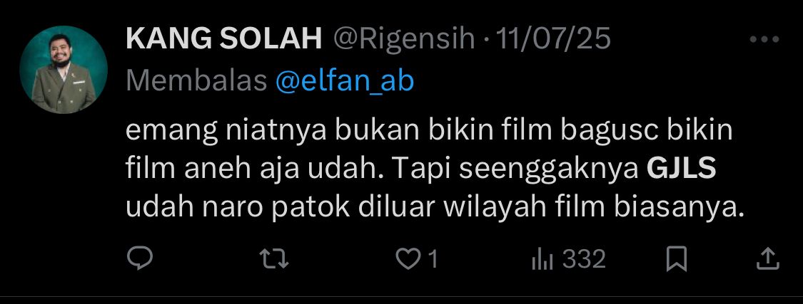 Respon Rigen terhadap komentar Filmnya