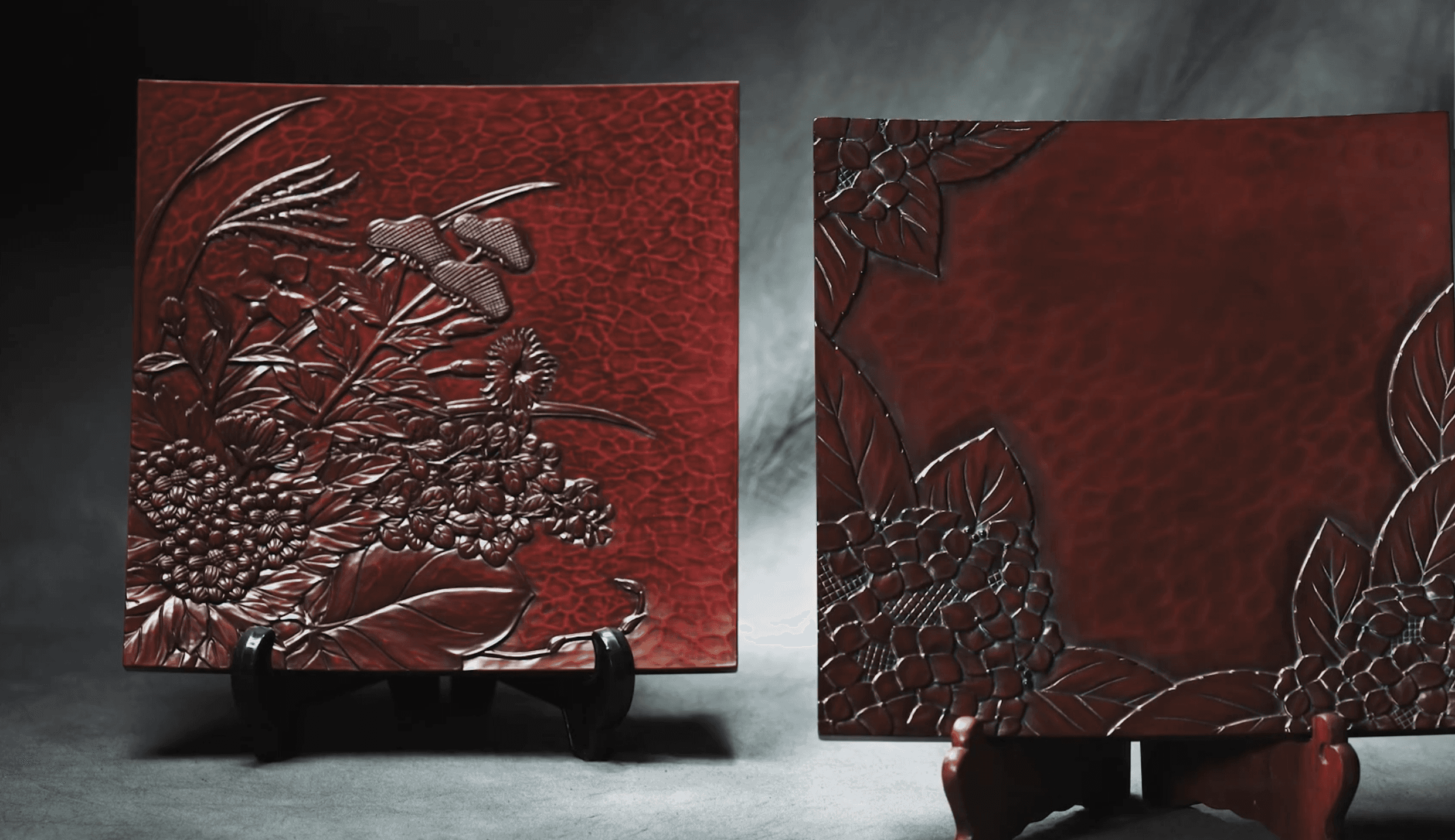 kamakura bori, crimson, wooden carving, made in japan