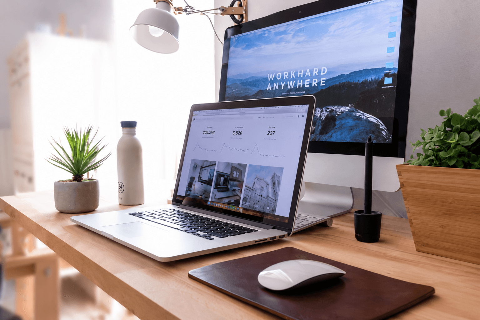 Modern premium workspace displaying digital design and creative development