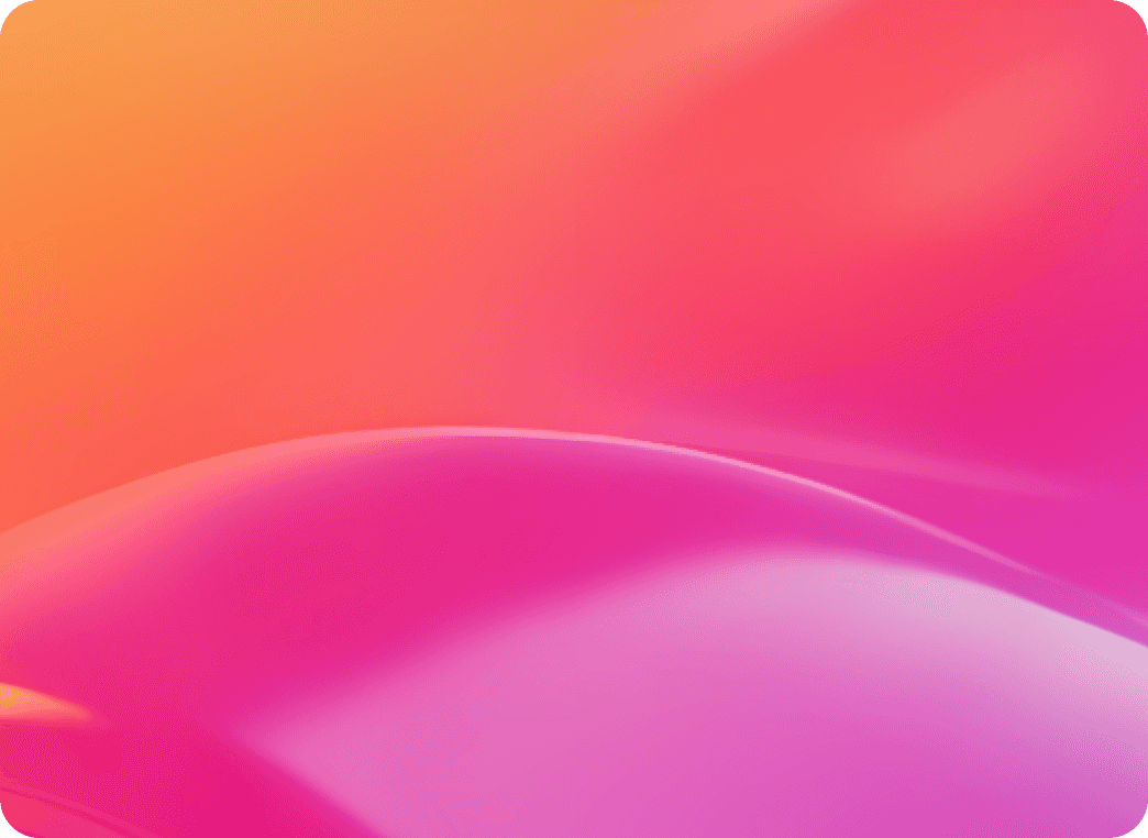 A colorful background blending pink and orange with a dynamic wave design.