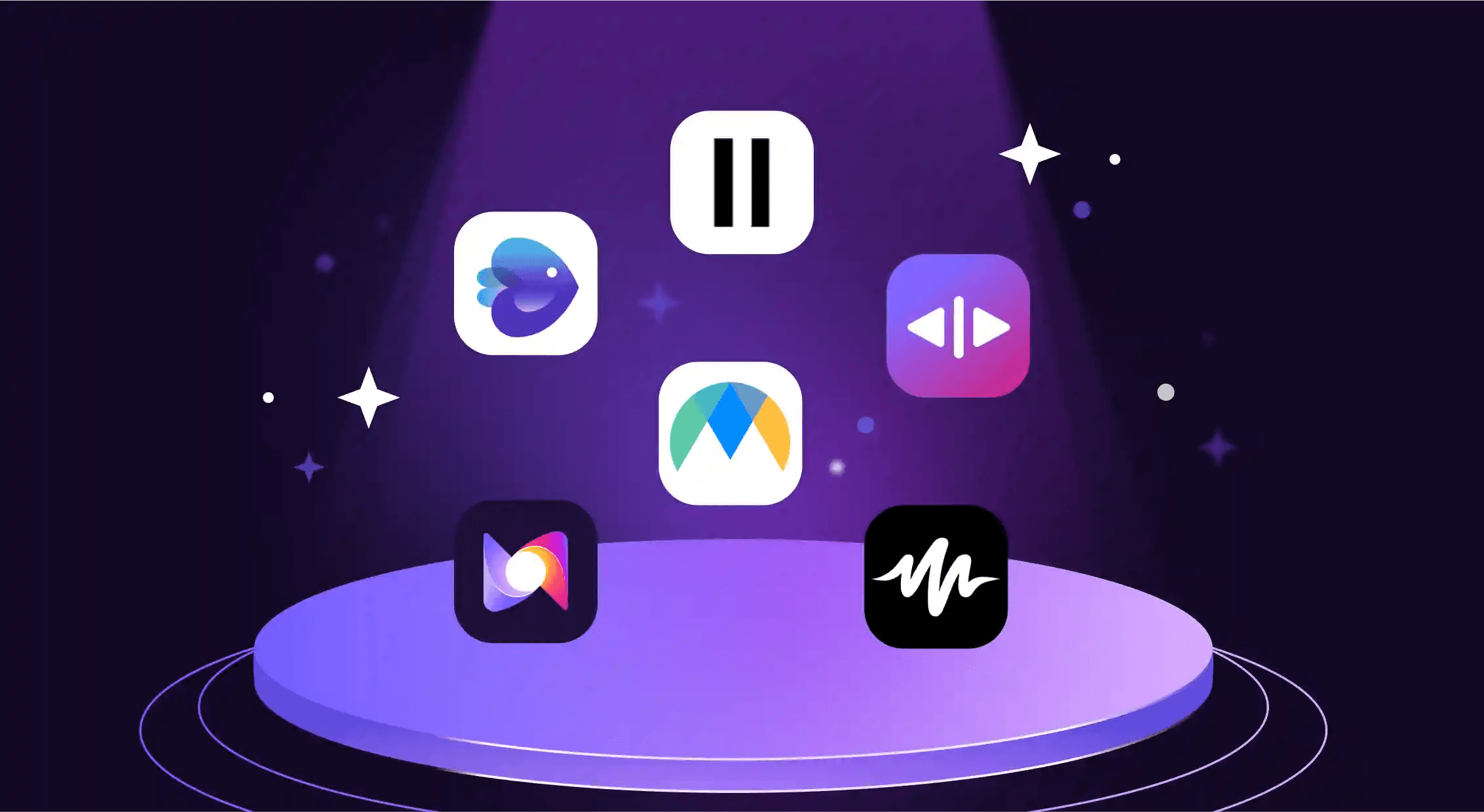 Image displays various digital application icons - Dubbing AI
