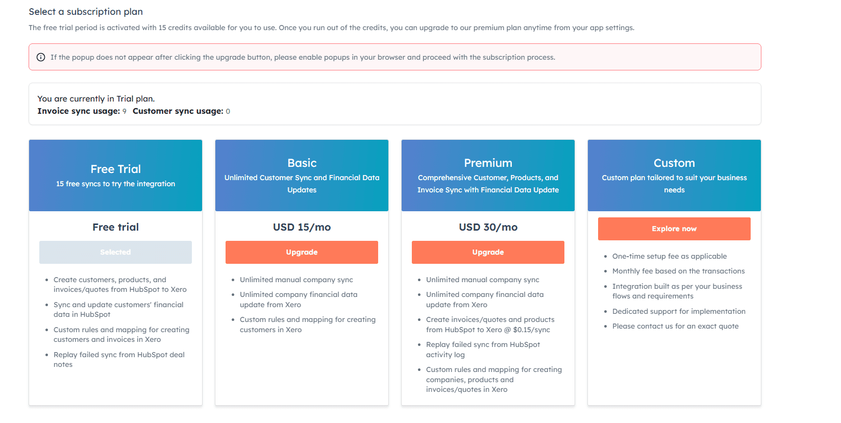 Choose Subscription Plans