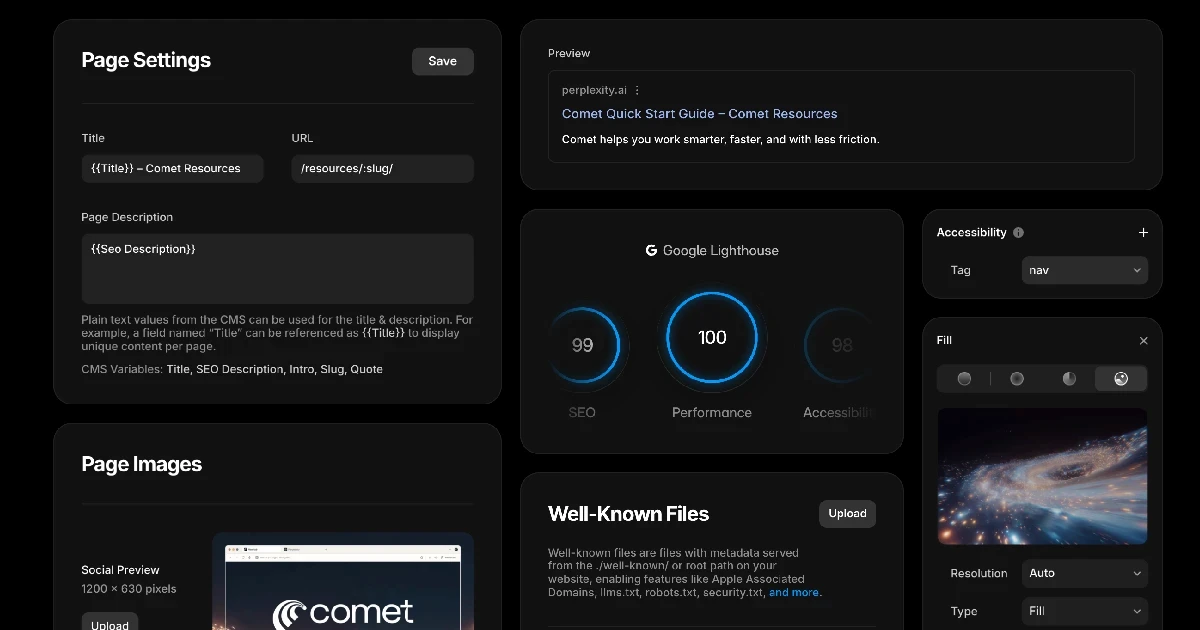 site no Framer sendo otimizado para SEO com title meta description sitemap e links internos