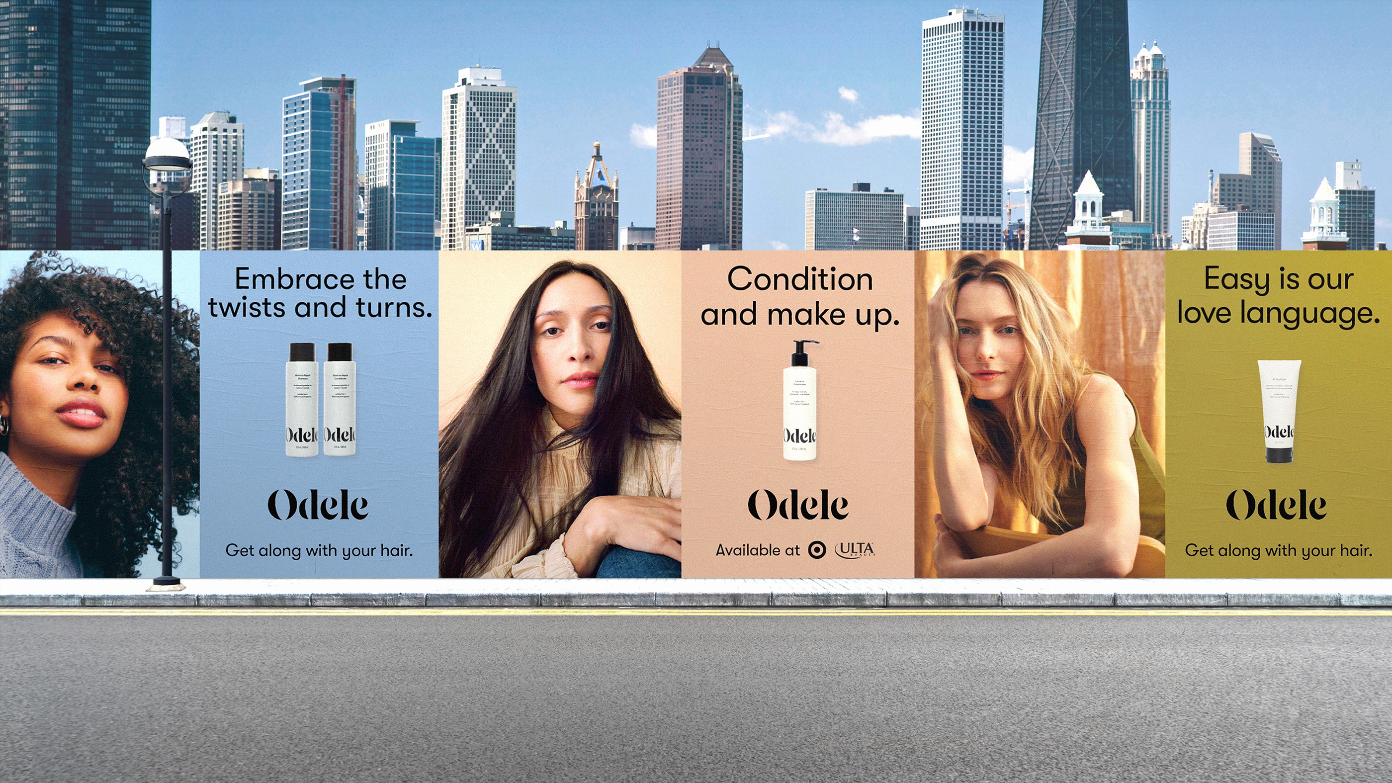 Streetside billboard with flyposters of the Batch.Works brand and illustrations
