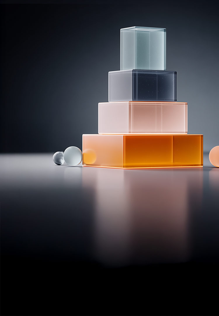 Ai generated image of glass blocks conceptually representing the importance of building trust when using AI
