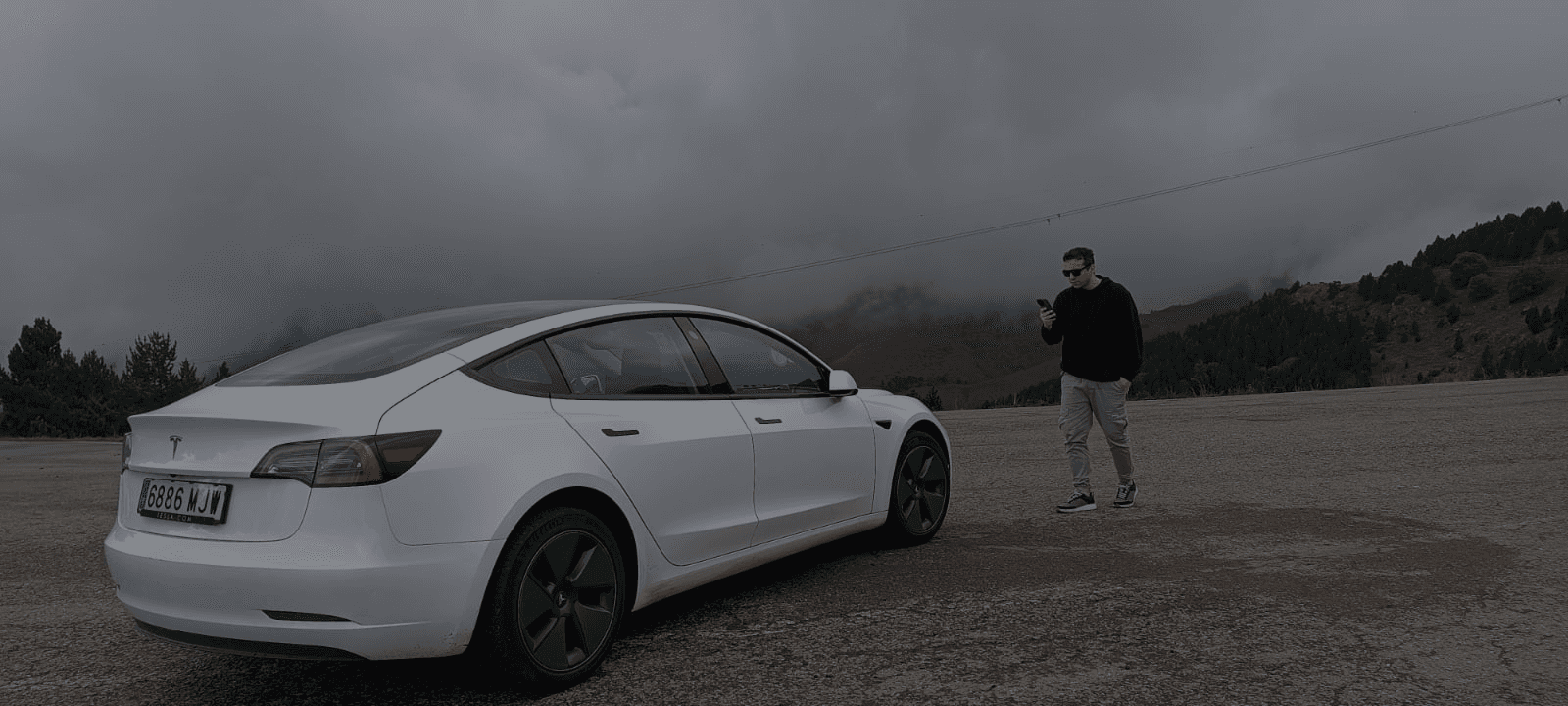 Drone shot of a running track at night