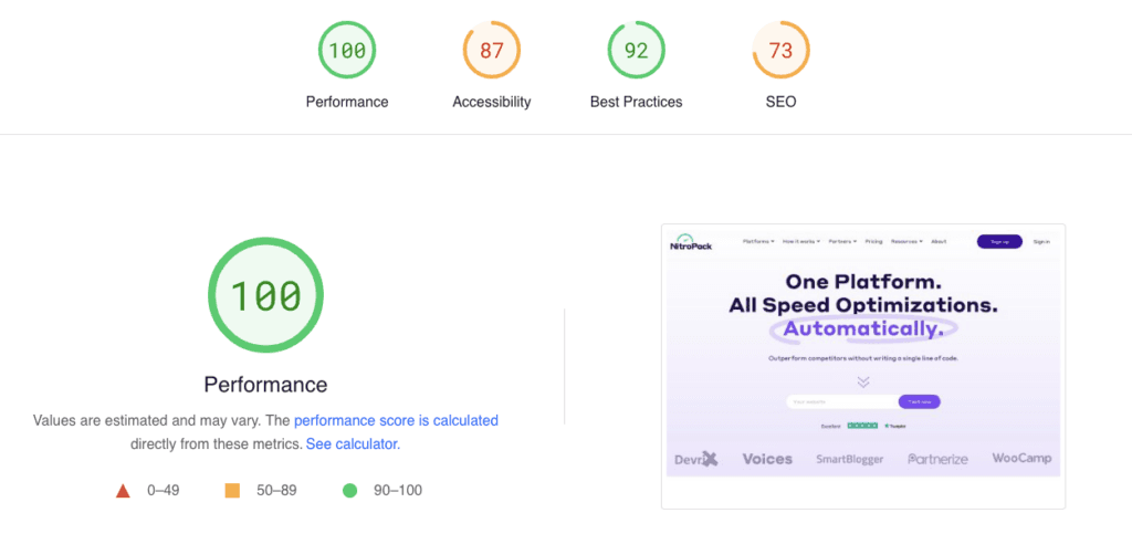PSI result for Nitropack.io