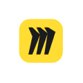 Yellow and black logo for the app, featuring a modern design that represents its brand identity.