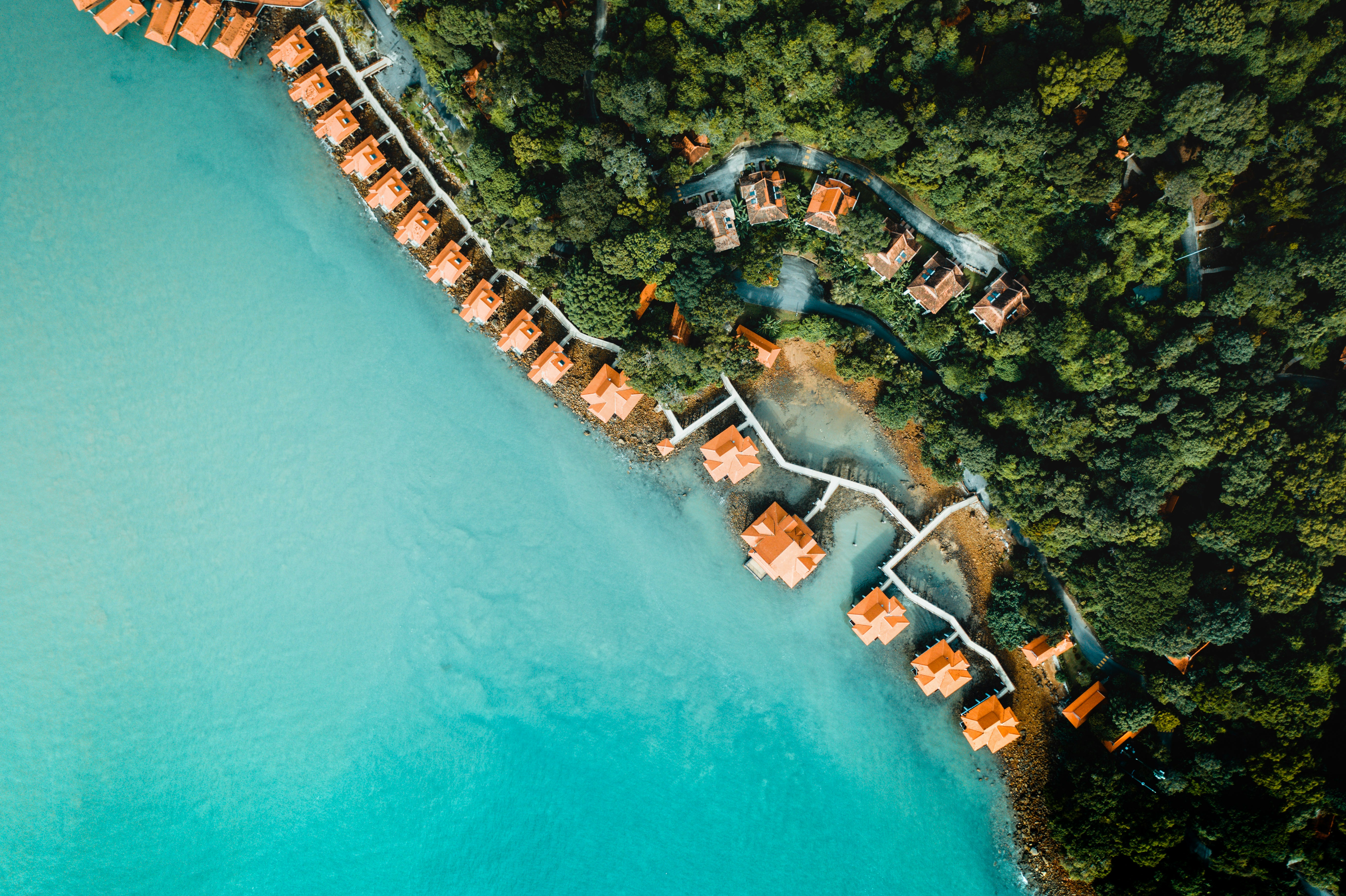 top view of beach resort