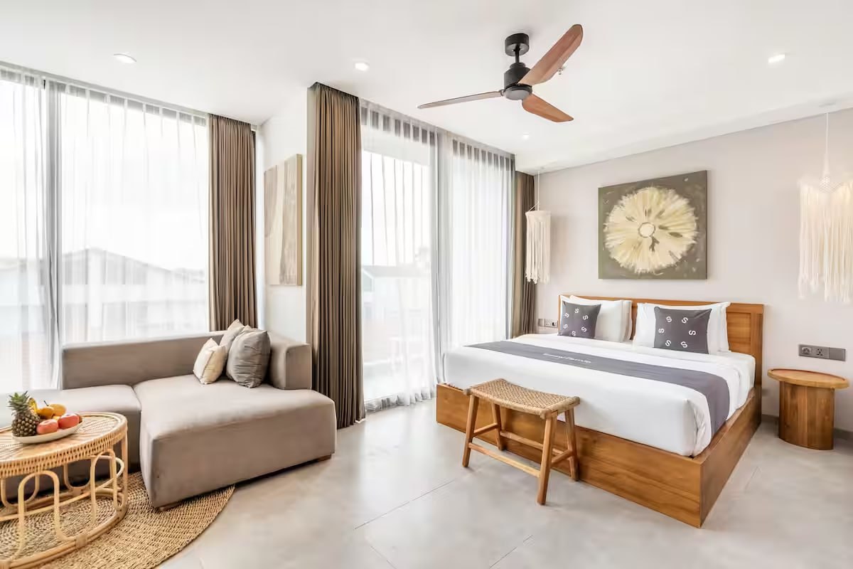 A completed 1-bedroom apartment in Canggu, located just 300 meters from the ocean