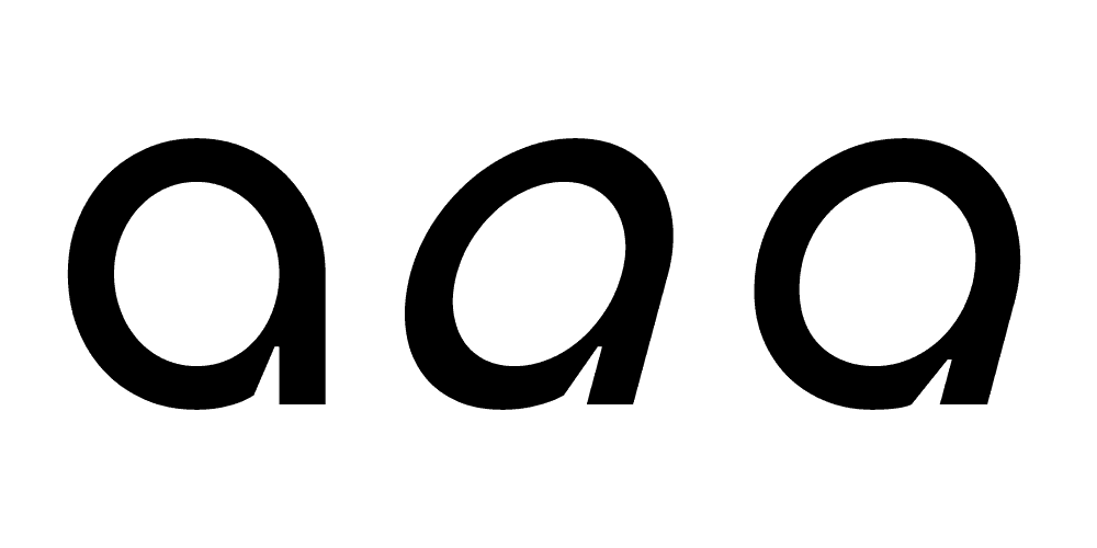 An a: Roman, auto-slanted by the computer, and optically adjusted by hand.