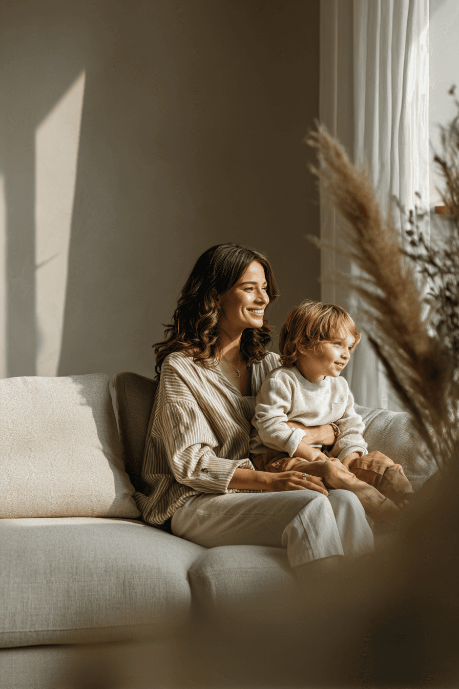 two ladies looking at a laptop and smiling