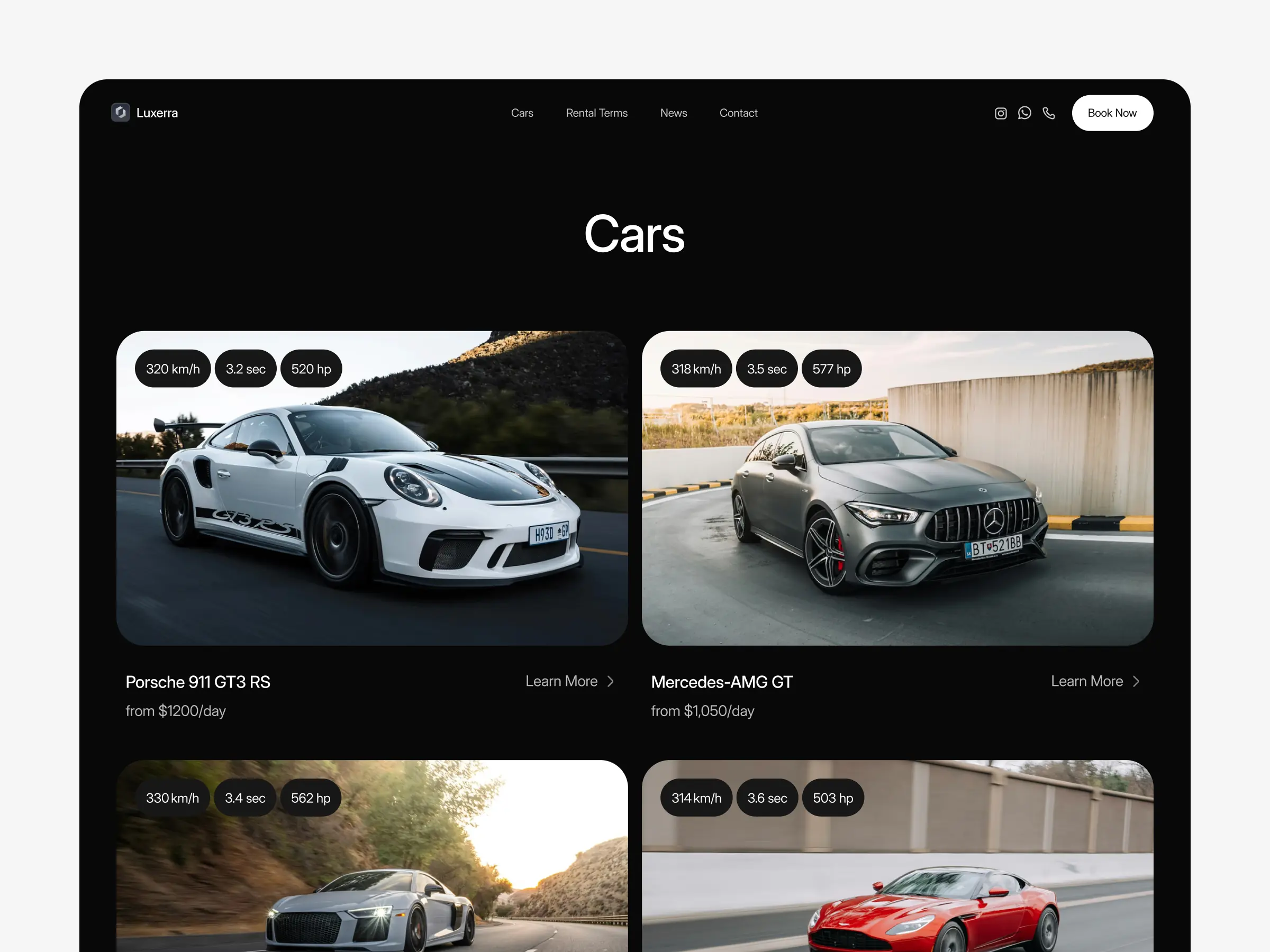 Car rental website template cars listing grid with vehicle details