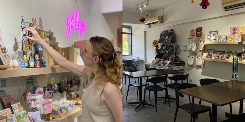 Left to right: A customer browsing through Kozie Krafts' displays | Kozie Kraft space in Subang Jaya