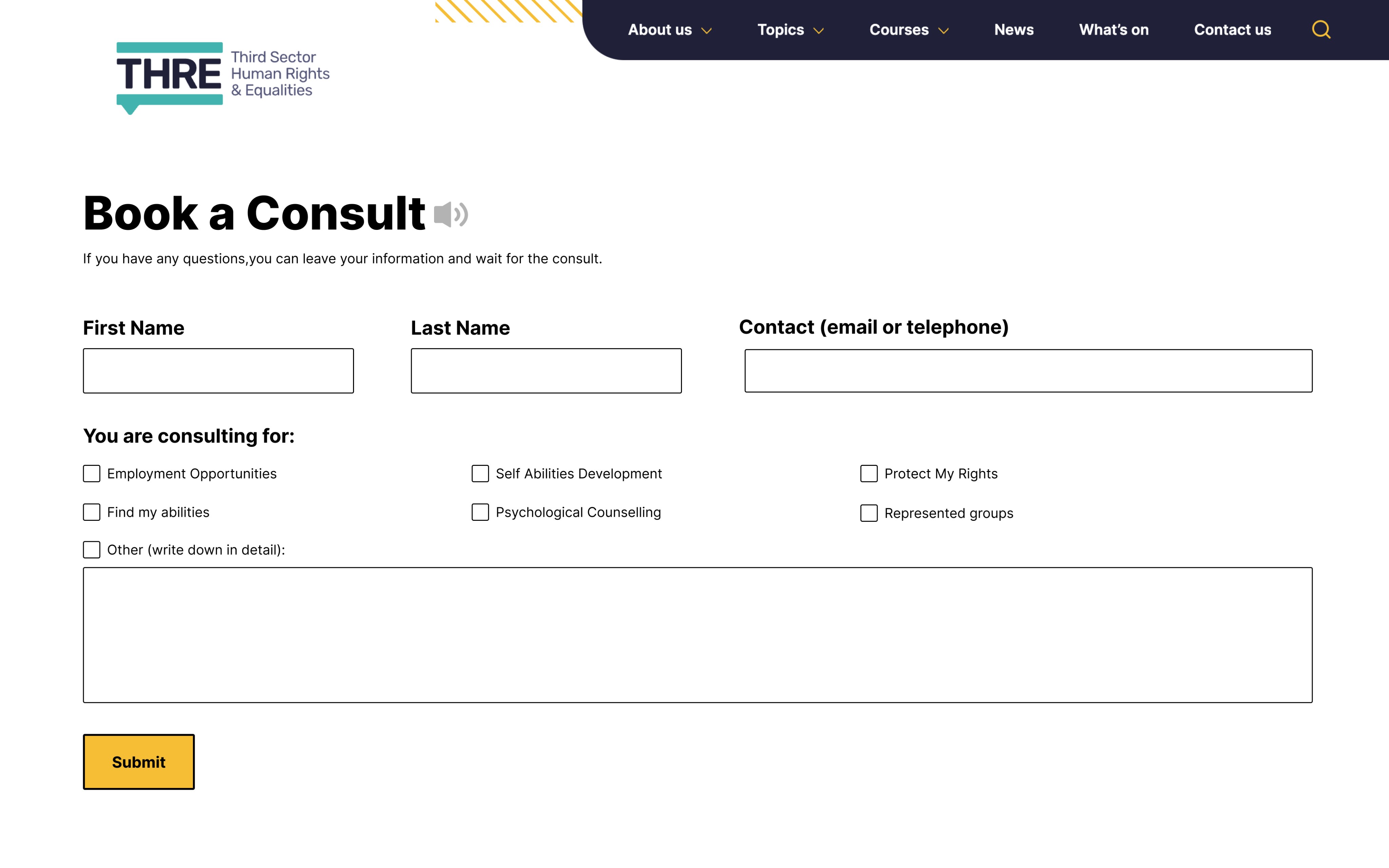 Book a consult page