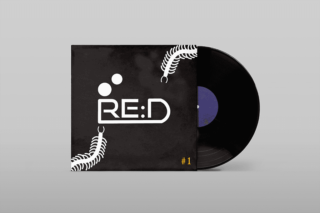 mockup of a vinyl record with the rebound logo and "#1"