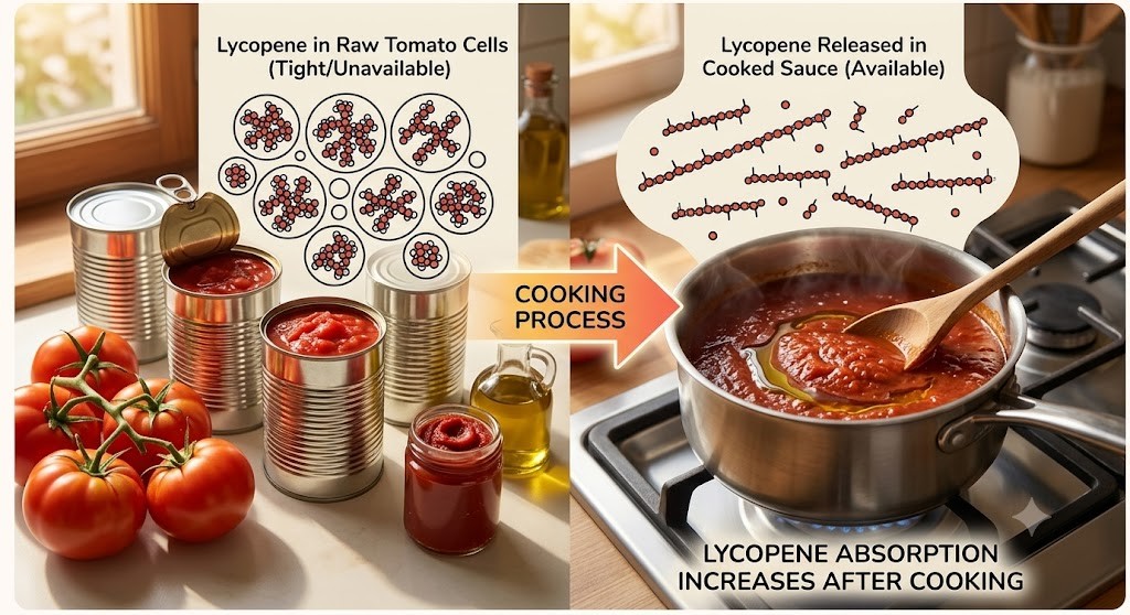An infographic comparing frozen and canned vegetables, showing the shorter flash-frozen process (harvest at peak ripeness, blanched, quick-frozen) against the longer canning process (harvested earlier, higher heat sterilization, potential nutrient loss). The image highlights key takeaways, noting that frozen veggies are often as nutritious as fresh, while canned veggies lose water-soluble vitamins during heat processing.