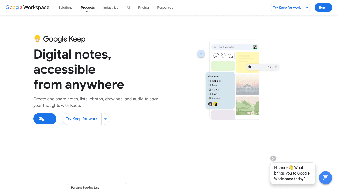 Google Keep app screenshot