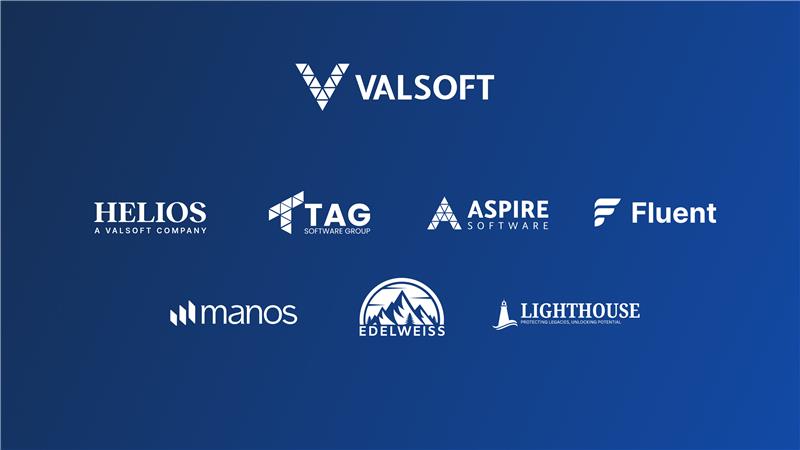 Valsoft and the groups created: Helios, TAG, Aspire, Fluent, Manos, Edelweiss, Lighthouse