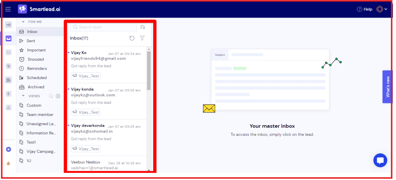 Smartlead unified master inbox