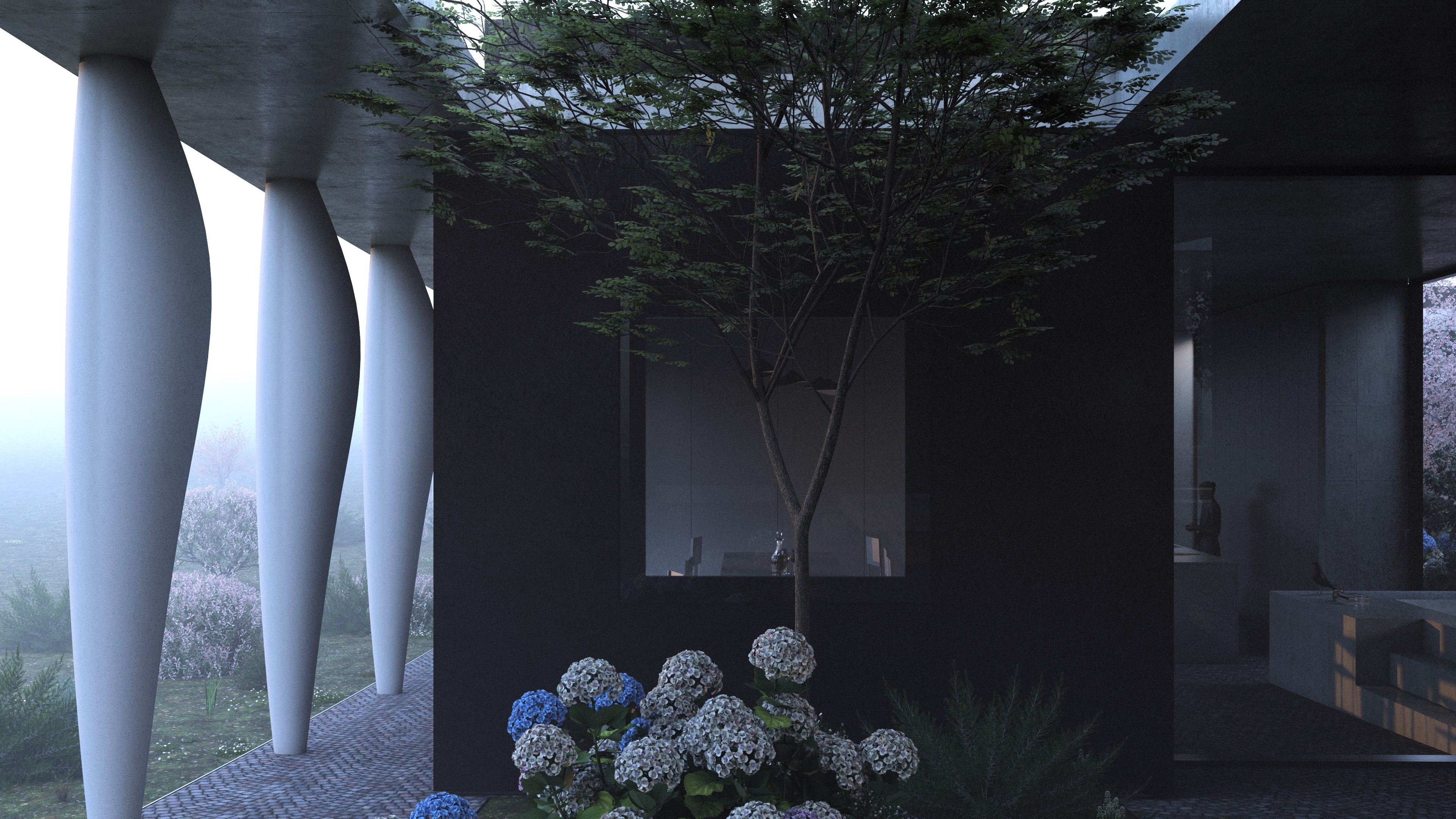 House on a slope patio