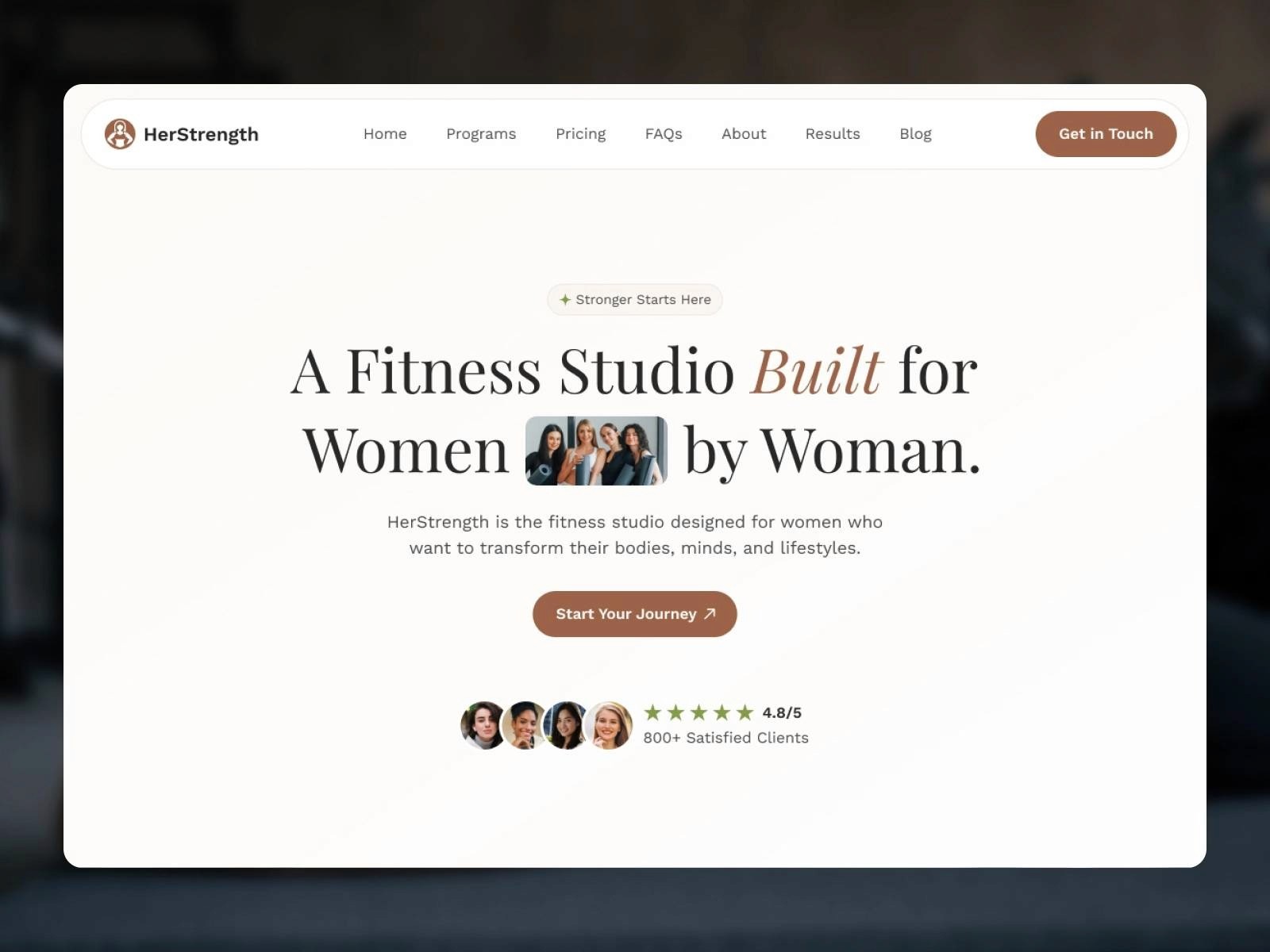 HerStrength fitness and coaching website template designed in Framer
