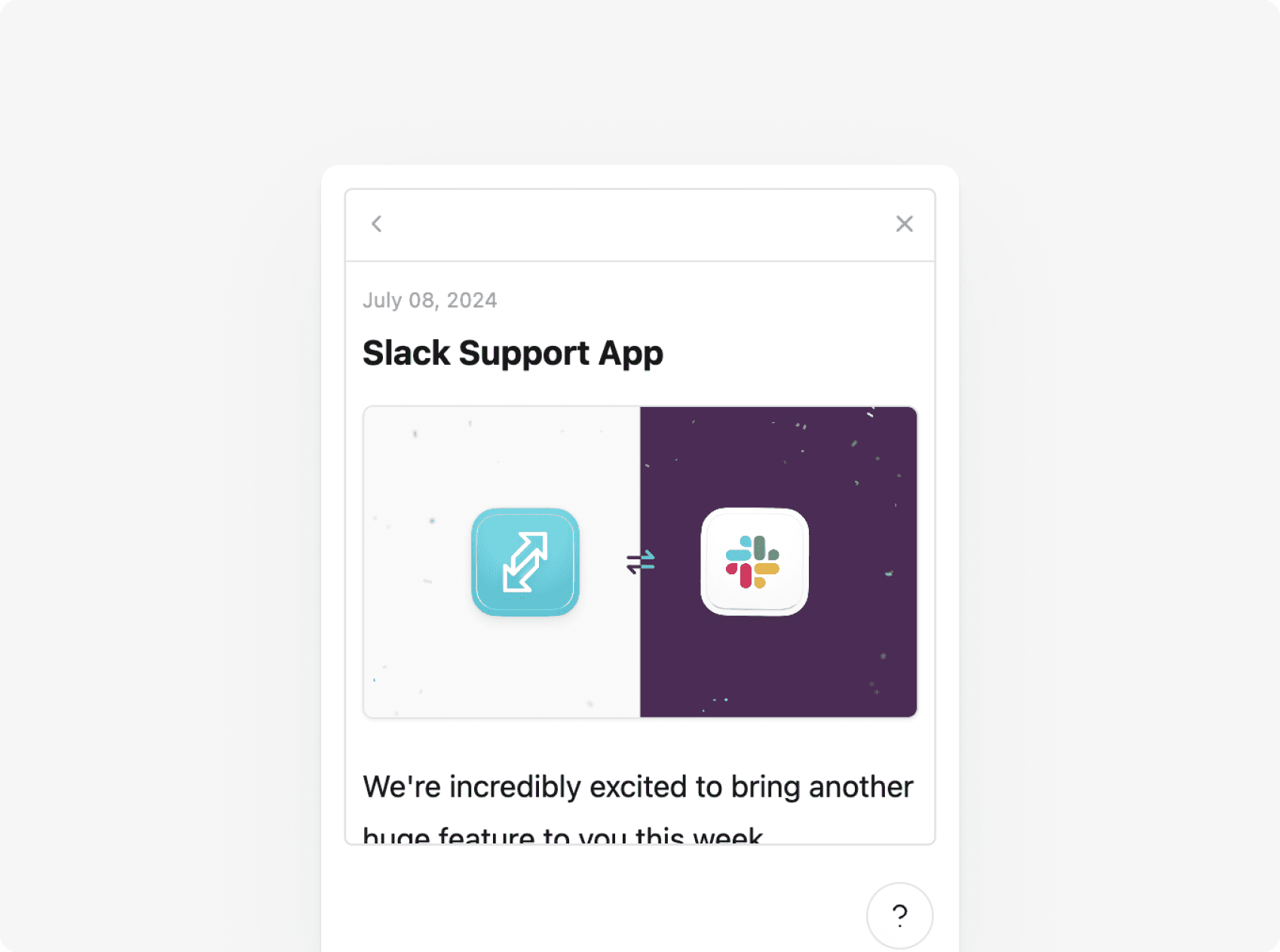 support widget changelog in app notifications productlane