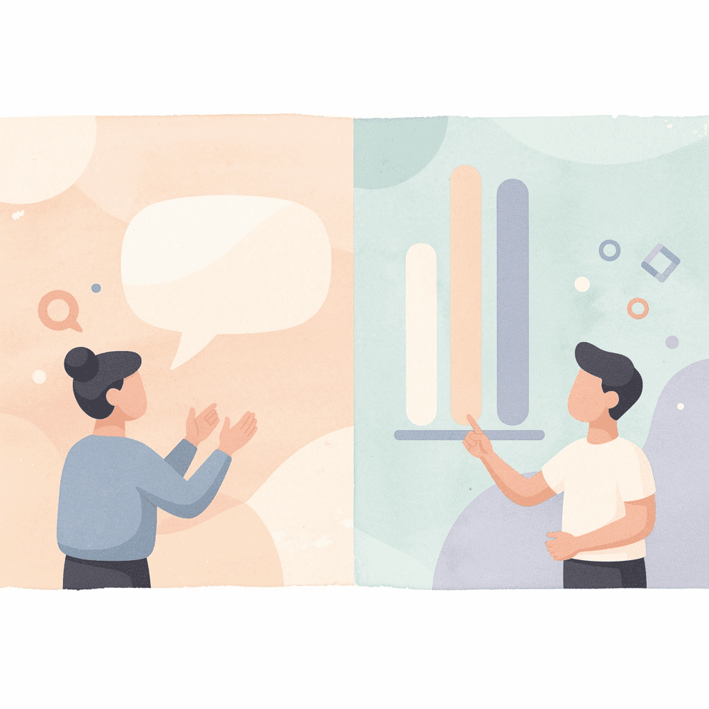 Split scene showing chaotic file management versus organized digital workflow