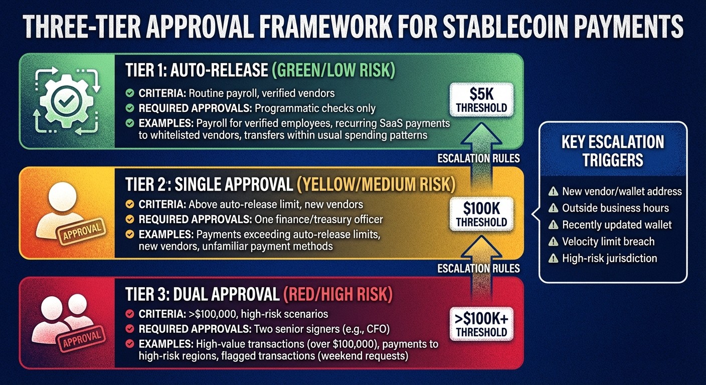 Three-Tier Stablecoin Payment Approval Framework