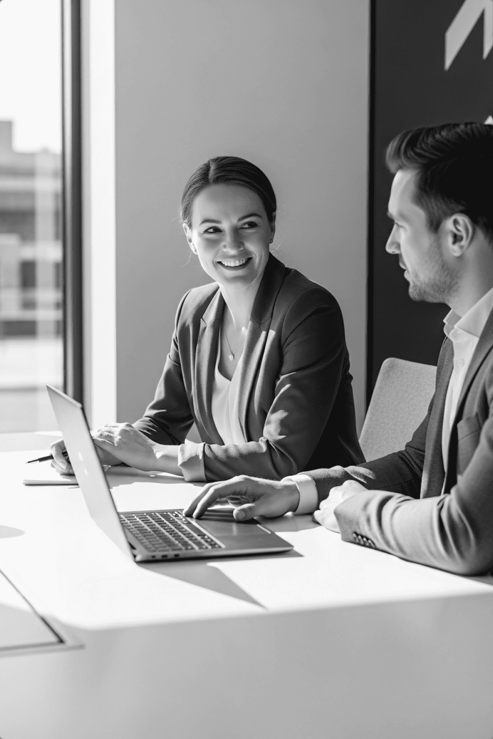 A diverse team collaboratively brainstorming on a project in a modern office setting.