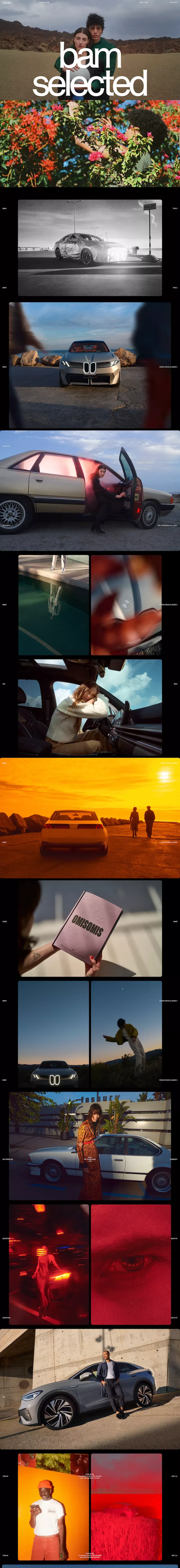 BAM Photographers portfolio page screenshot showcasing Advertising and Automotive design