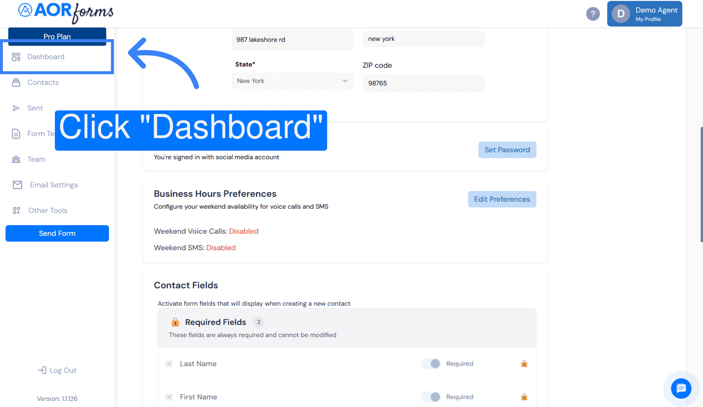 Navigate To Dashboard