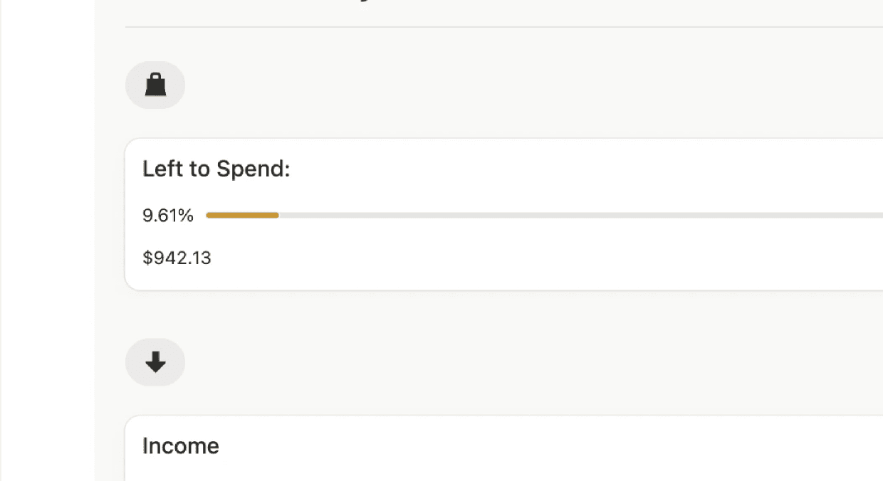 Left to spend Dashboard