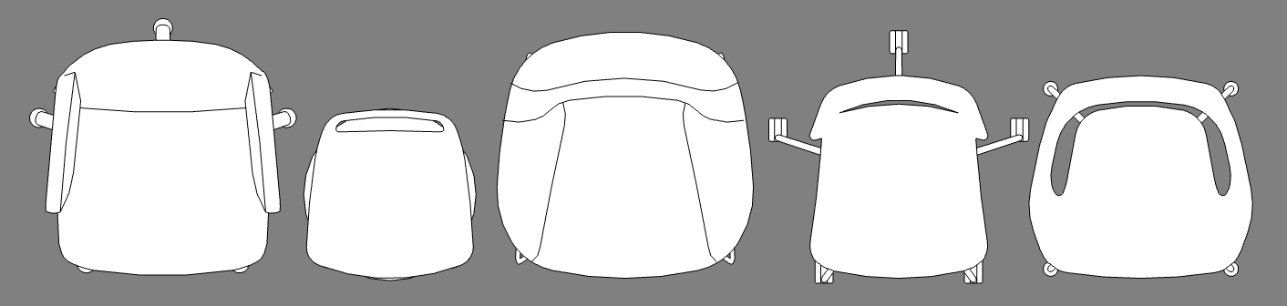 A handful chairs showing 2D in plan view.